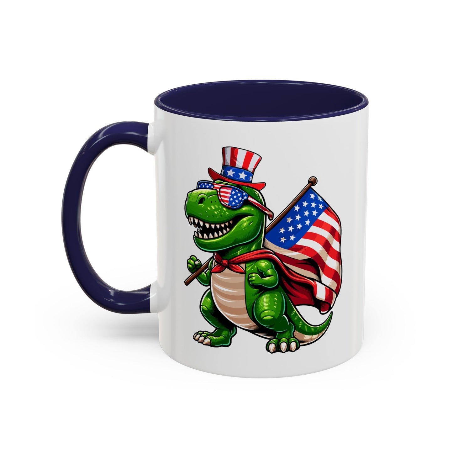 4th of July Mug - T Rex Dinosaur USA Flag