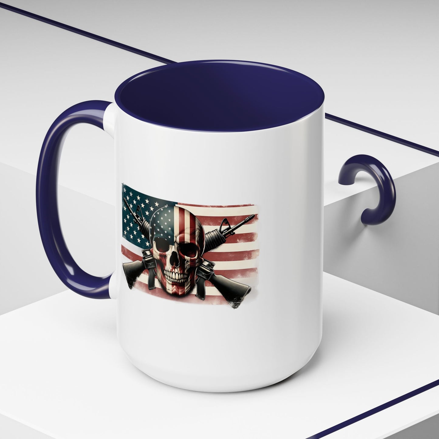 4th of July Mug - Skull Guns Flag
