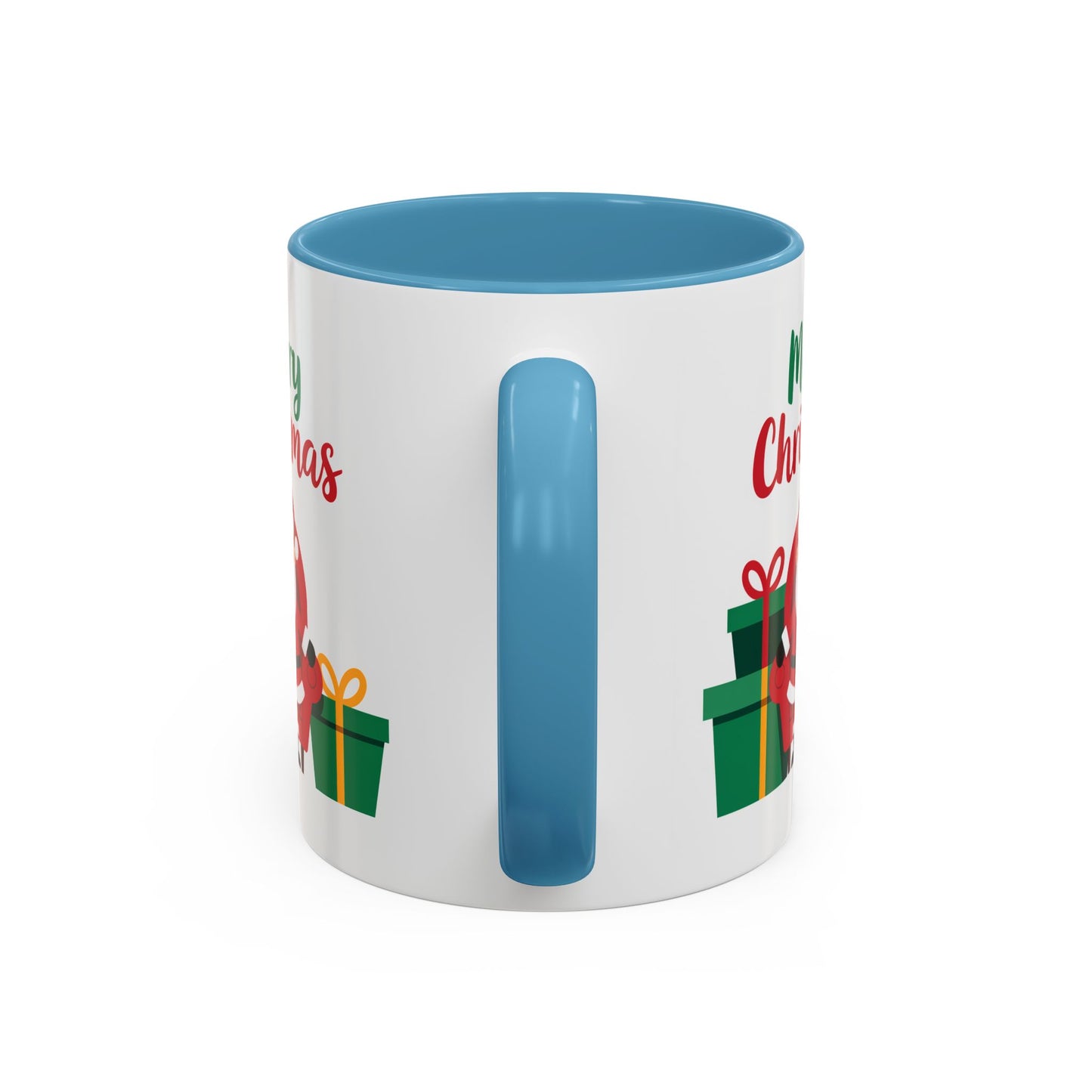 Christmas Mug - Merry Christmas Green & Red Text Santa Presents