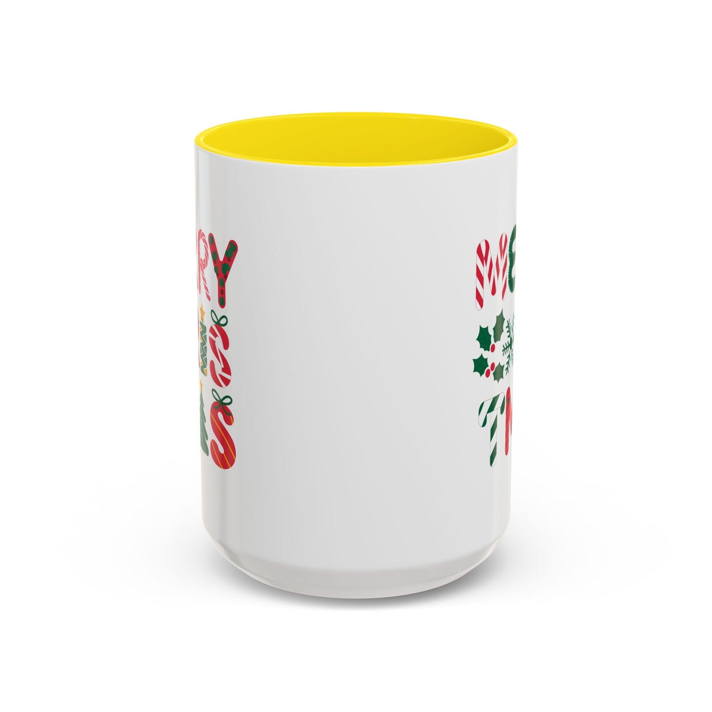 Christmas Mug - Merry Christmas Red Green & Gold Decorative Text