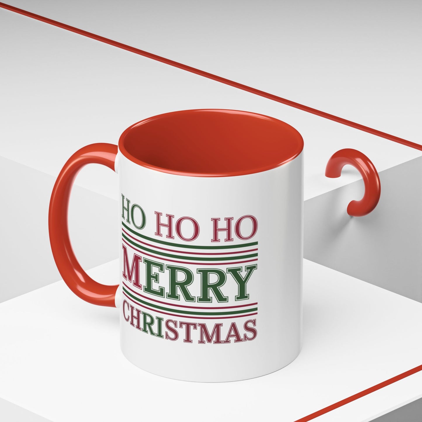 Christmas Mug - Ho Ho Ho Merry Christmas Red & Green Text 3