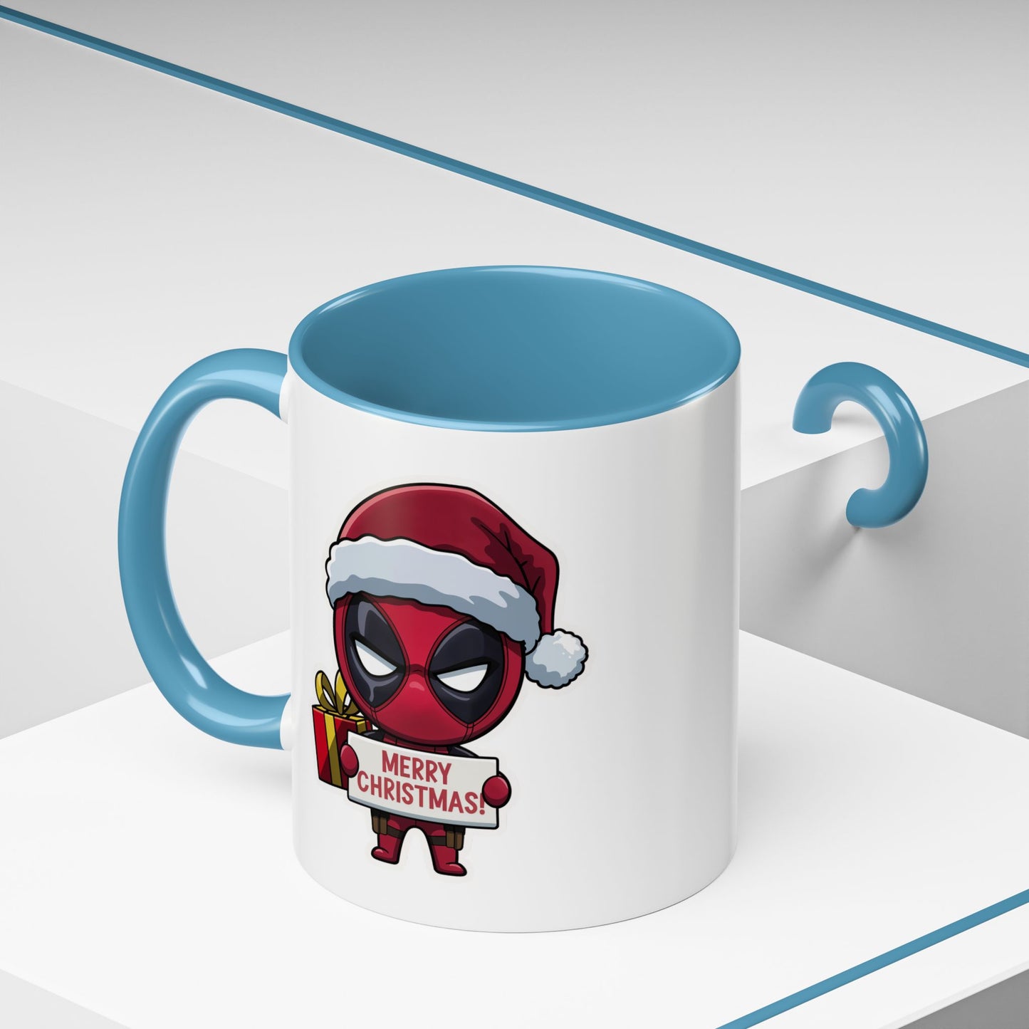 Christmas Mug - Merry Christmas Red Text Superhero