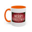 Christmas Mug - Merry Christmas Cream Text Maroon Background