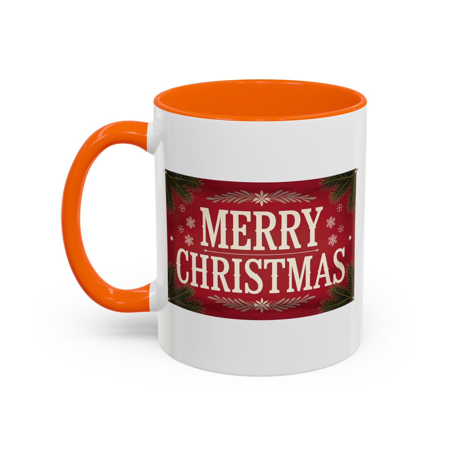 Christmas Mug - Merry Christmas Cream Text Maroon Background