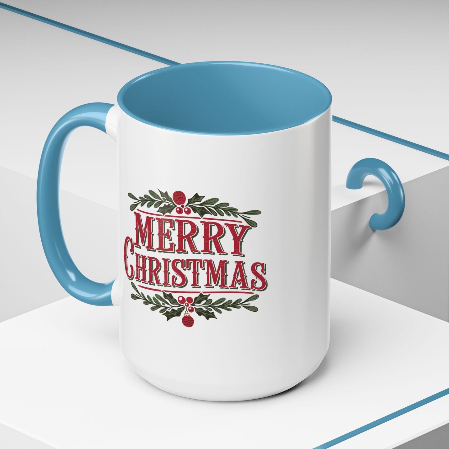 Christmas Mug - Merry Christmas Maroon Text Ornament Decorations
