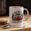 Christmas Mug - Merry Christmas Maroon Text Camper Trees
