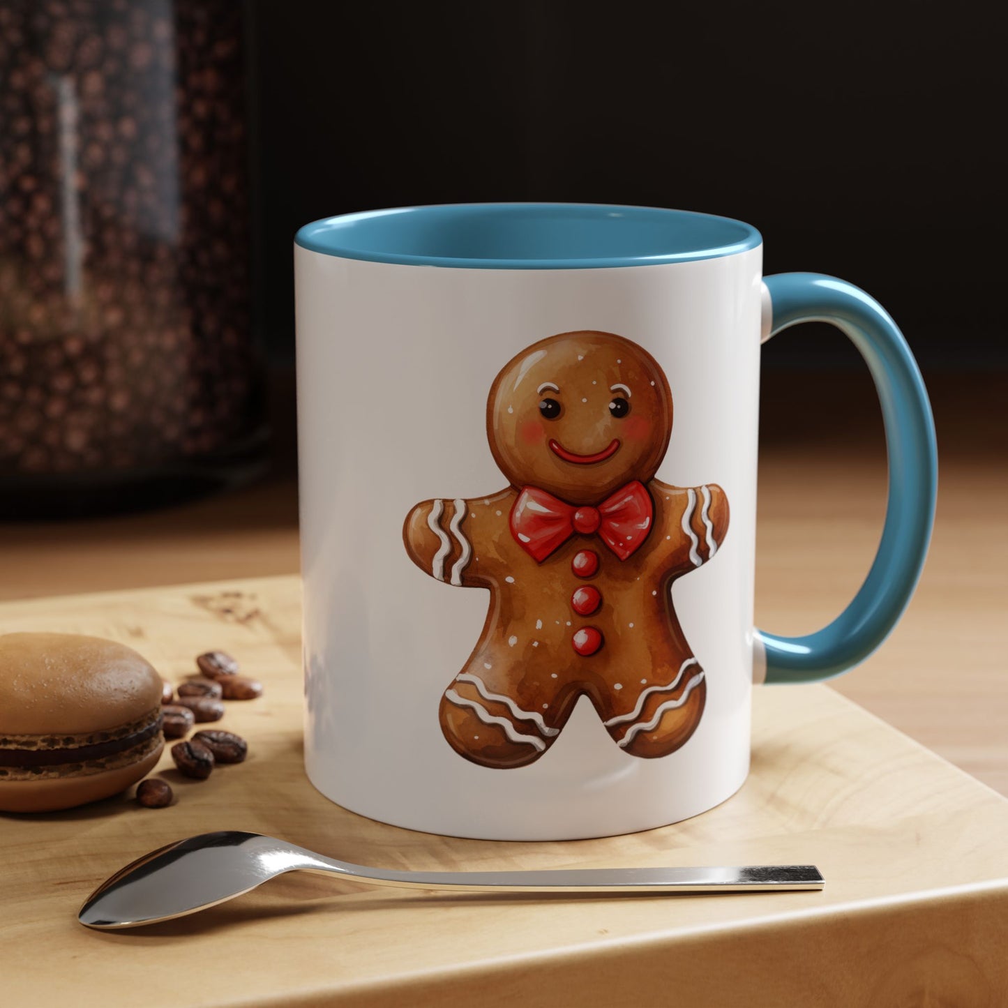 Christmas Mug - Gingerbread Man Red Bow