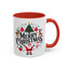 Christmas Mug - Merry Christmas Black Text Santa Reindeer Snowmen Ornaments