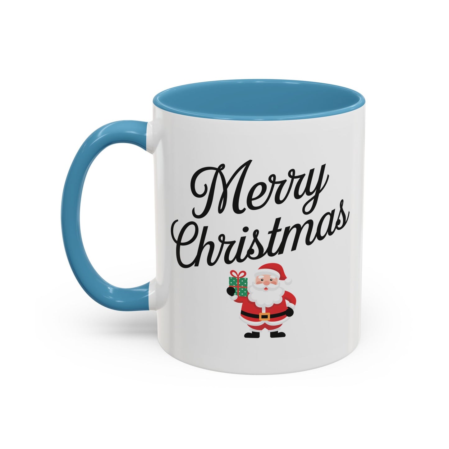 Christmas Mug - Merry Christmas Black Text Santa Present