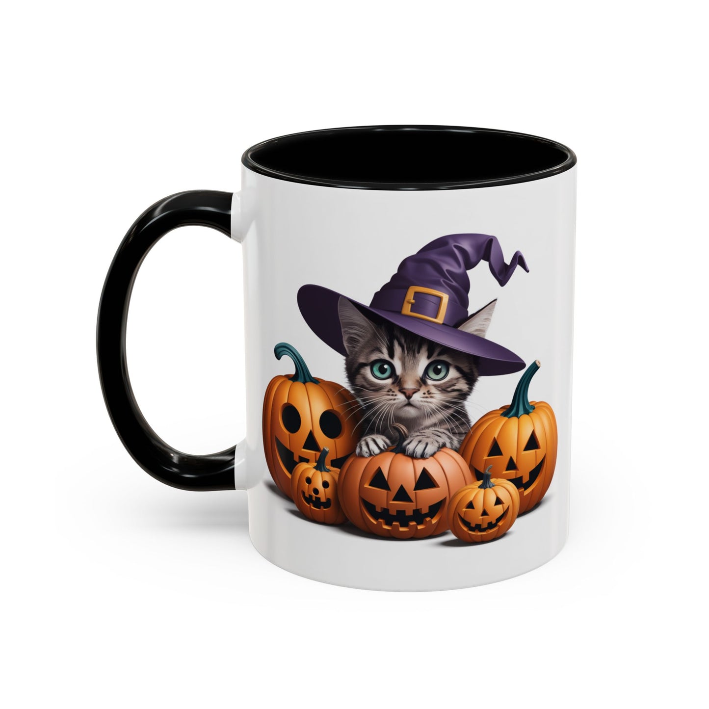 Halloween Mug - Witch Cat Hiding In Pumpkins