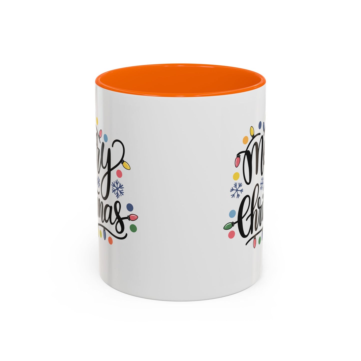 Christmas Mug - Merry Christmas Black Text Colored Lights