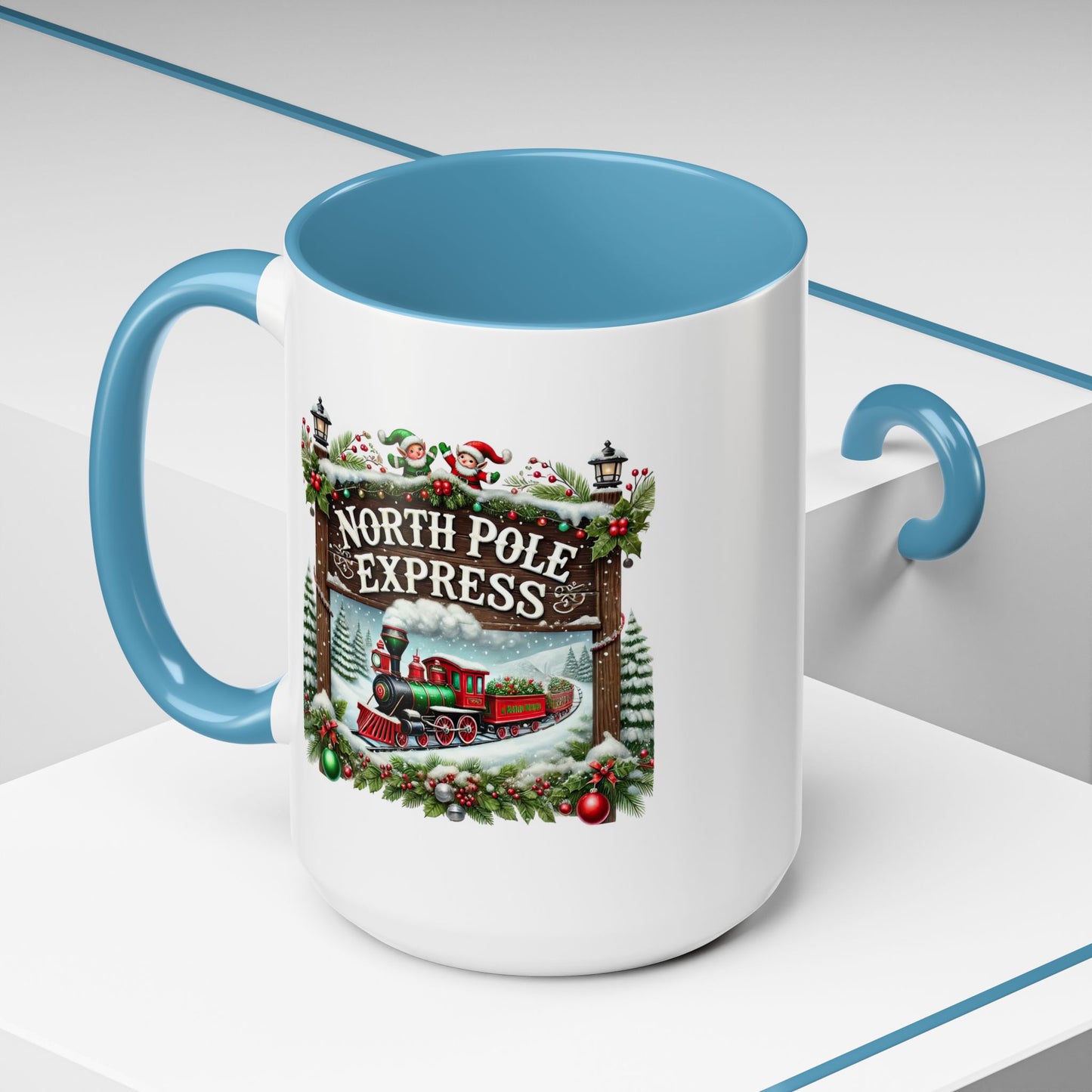 Christmas Mug - North Pole Express Steam Locomotive Decorations