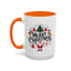 Christmas Mug - Merry Christmas Black Text Santa Reindeer Snowmen Ornaments