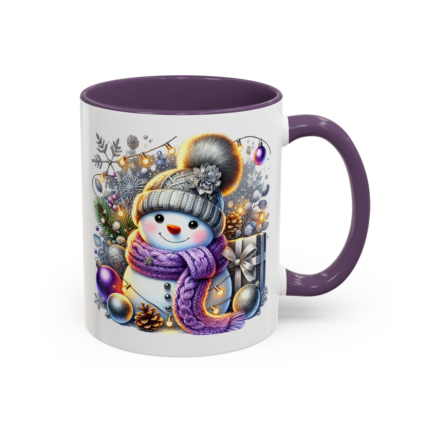 Christmas Mug - Purple and Silver Snowman