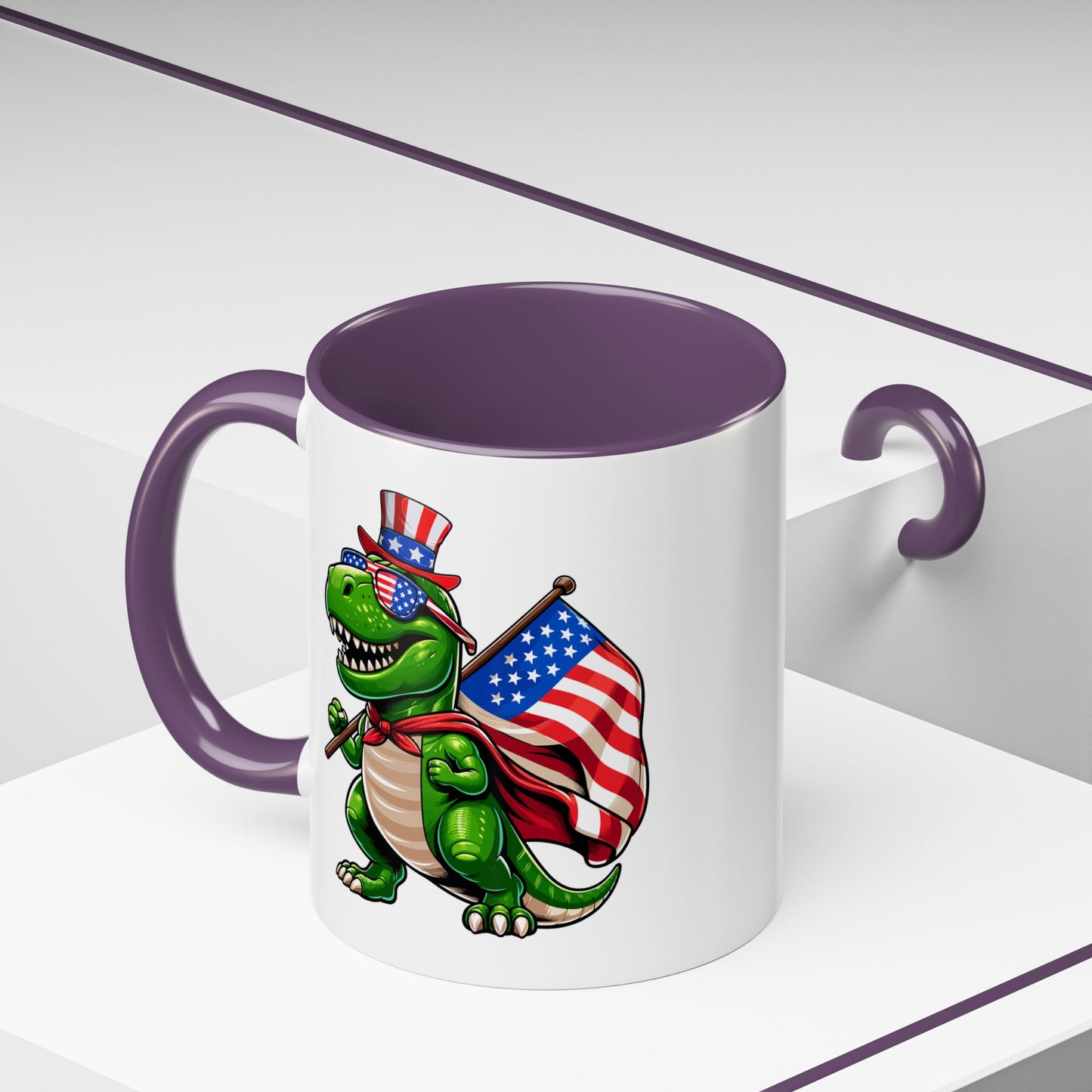 4th of July Mug - T Rex Dinosaur USA Flag