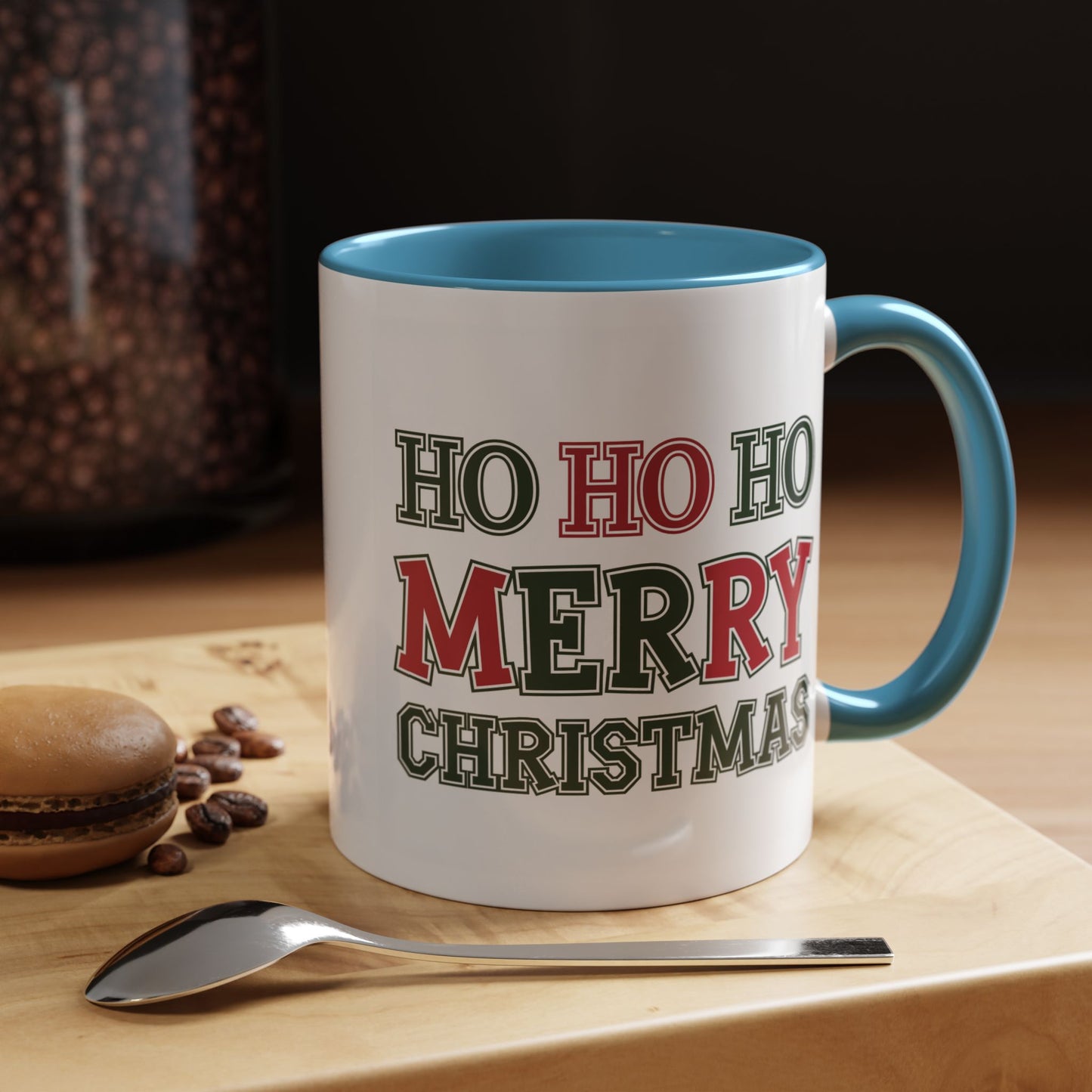 Christmas Mug - Ho Ho Ho Merry Christmas Green & Red Text 2