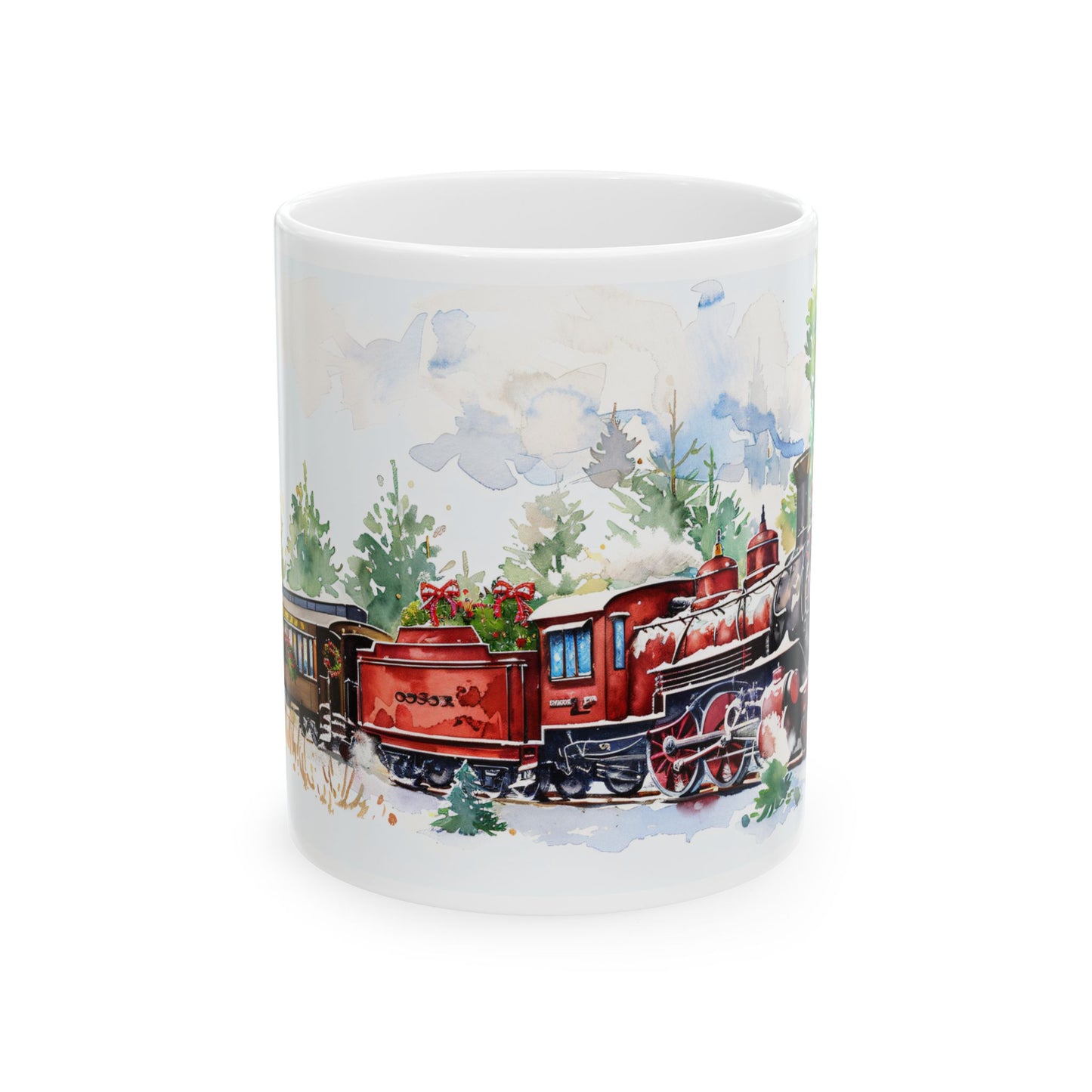 Christmas Mug - Snowy Landscape Train Wrap 2
