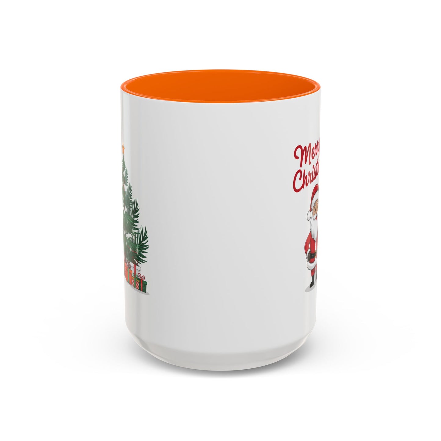 Christmas Mug - Merry Christmas Red Text Santa Tree Presents