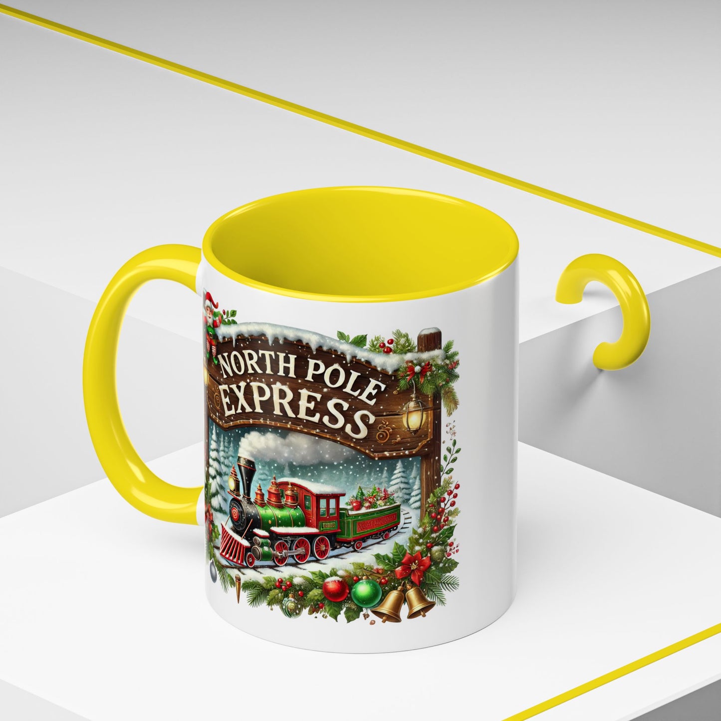 Christmas Mug - North Pole Express Steam Locomotive Ornaments