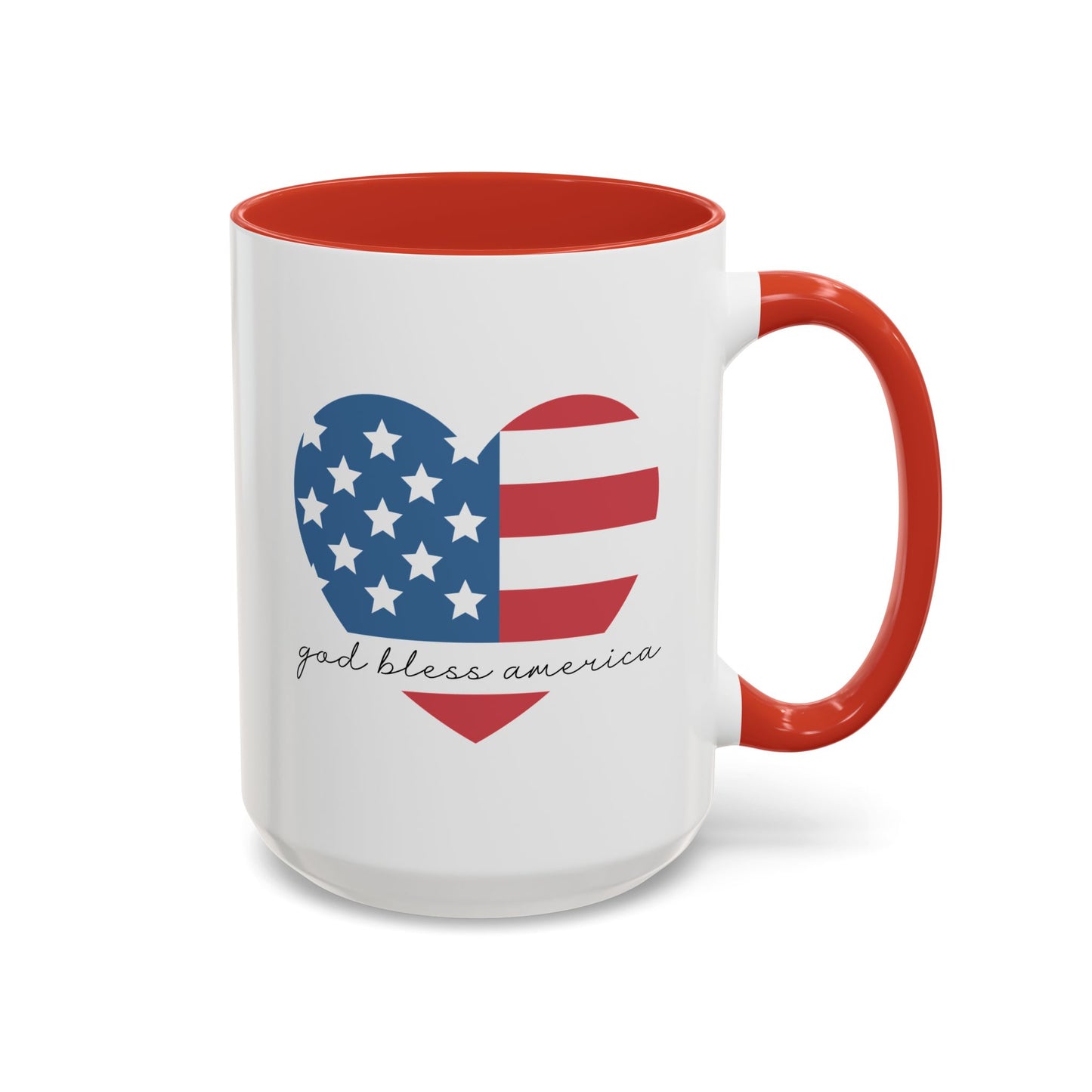 4th of July Mug - God Bless America Flag Heart
