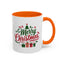 Christmas Mug - Merry Christmas Green & Red Text Tree Snowflakes Presents