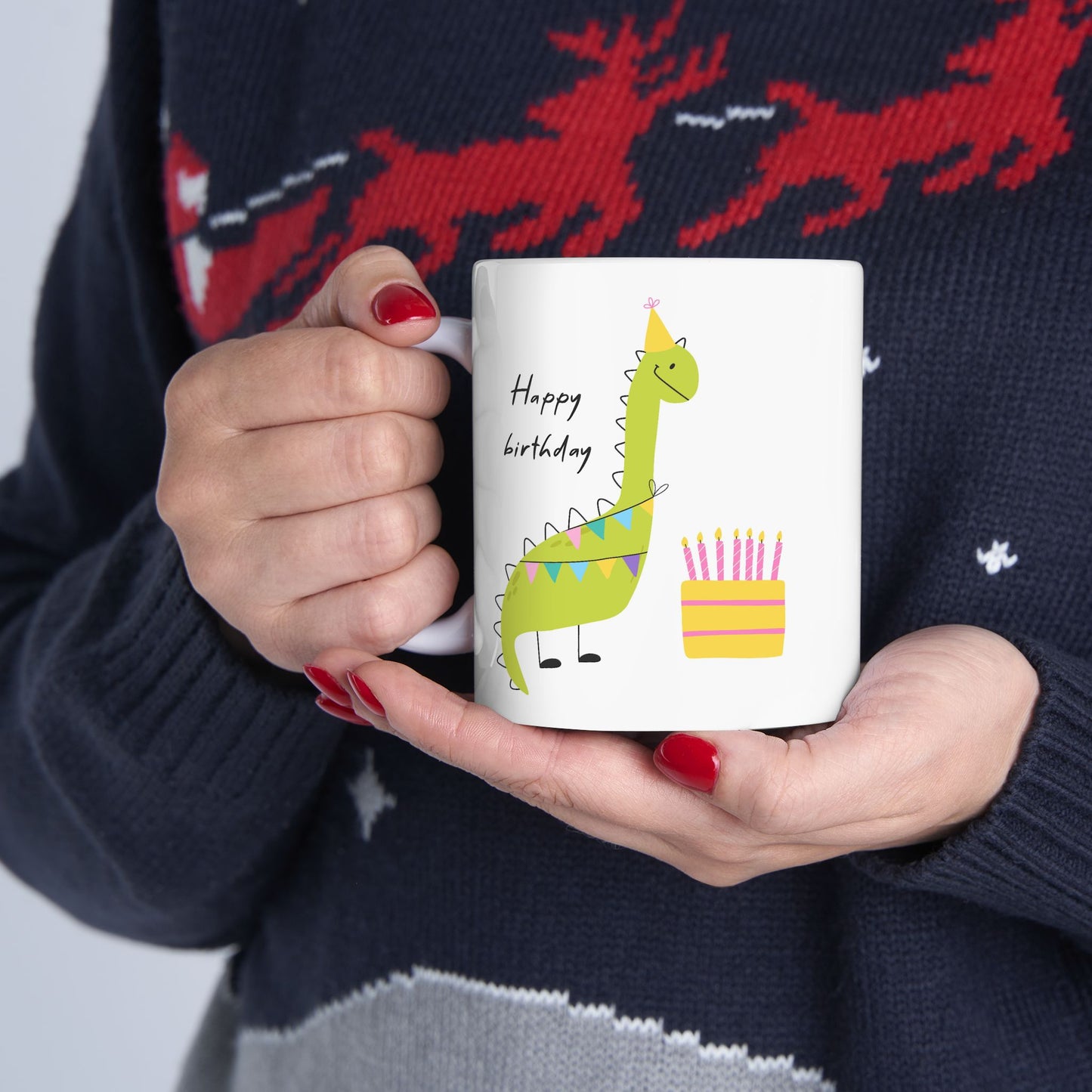 Birthday Mug - Happy Birthday Dinosaur Cake