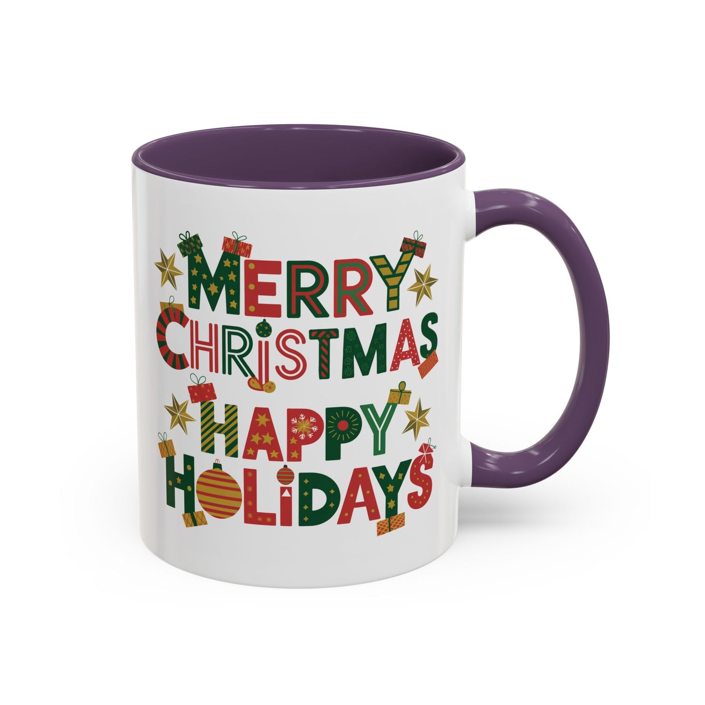 Christmas Mug - Merry Christmas Happy Holidays Decorative Text