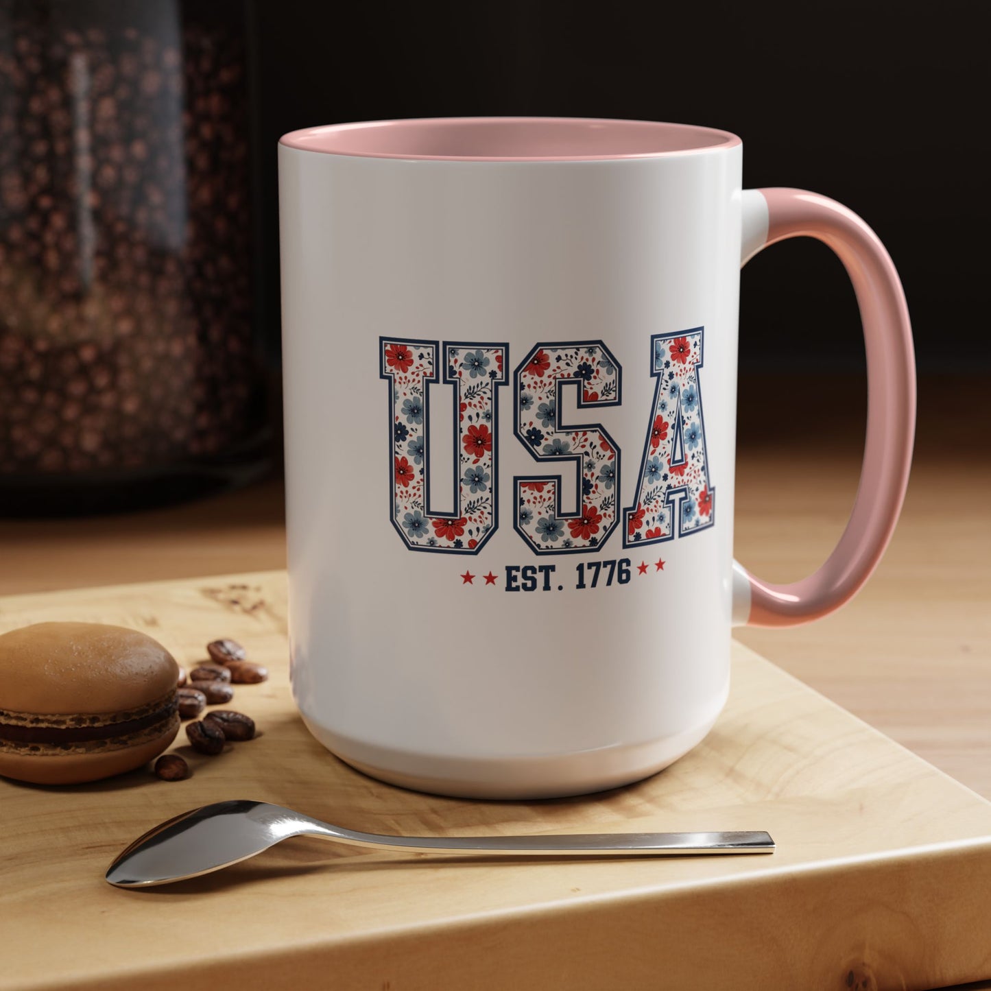 4th of July Mug - USA EST 1776 Floral