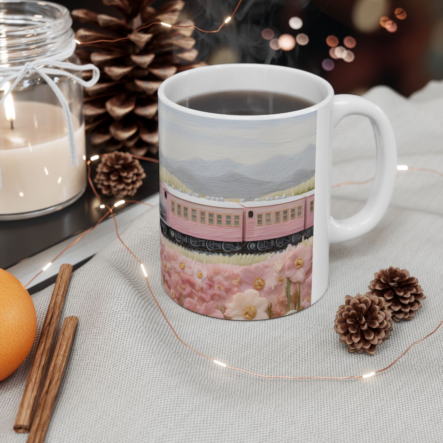 Artistic Mug - Felted Train 1