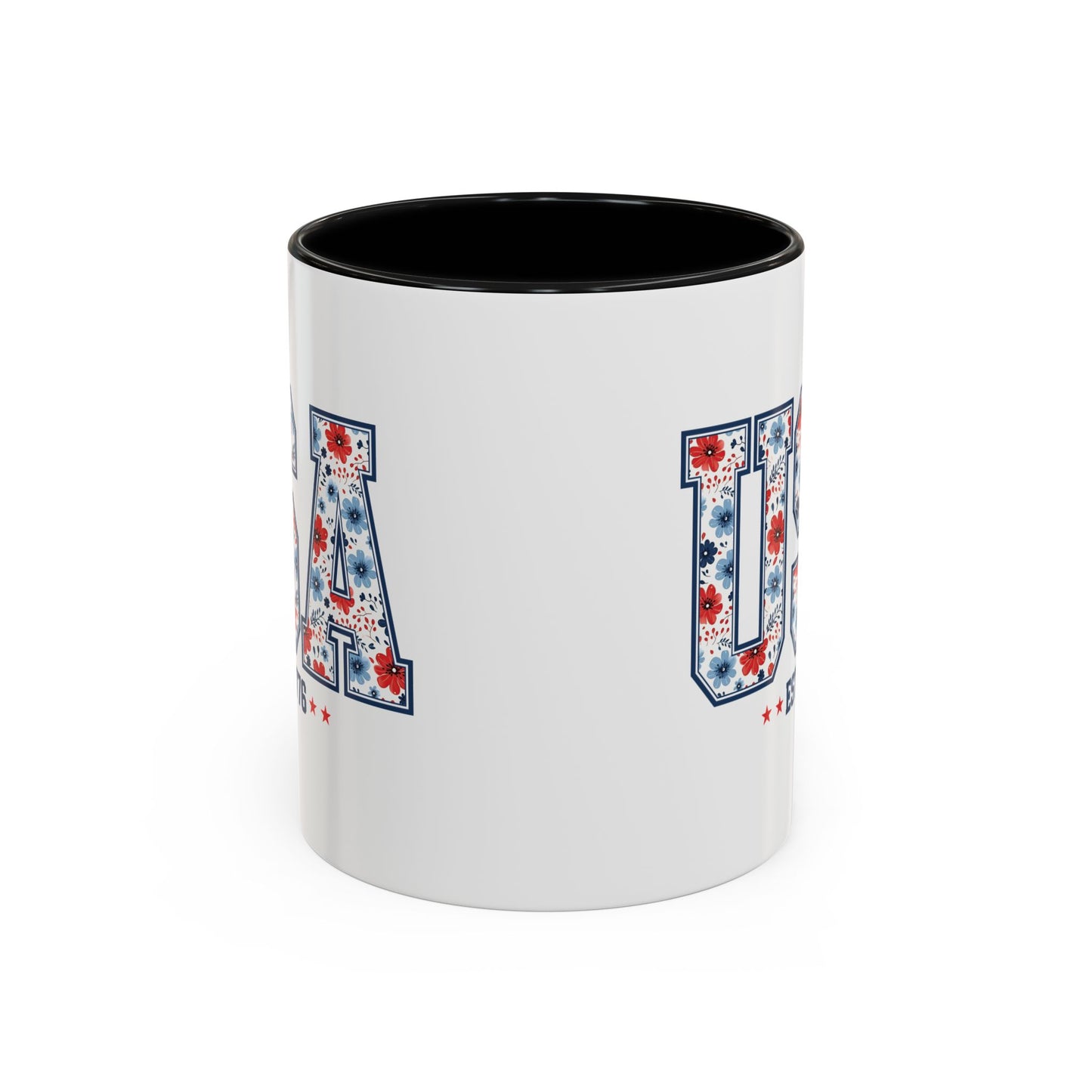 4th of July Mug - USA EST 1776 Floral