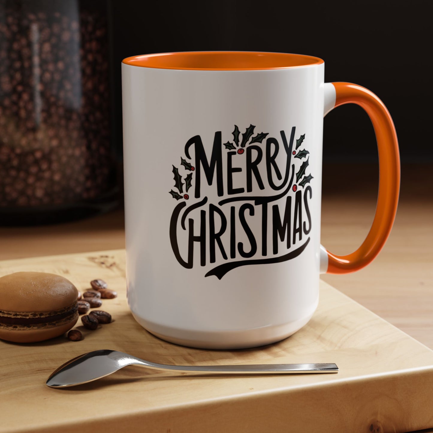 Christmas Mug - Merry Christmas Black Text Mistletoe