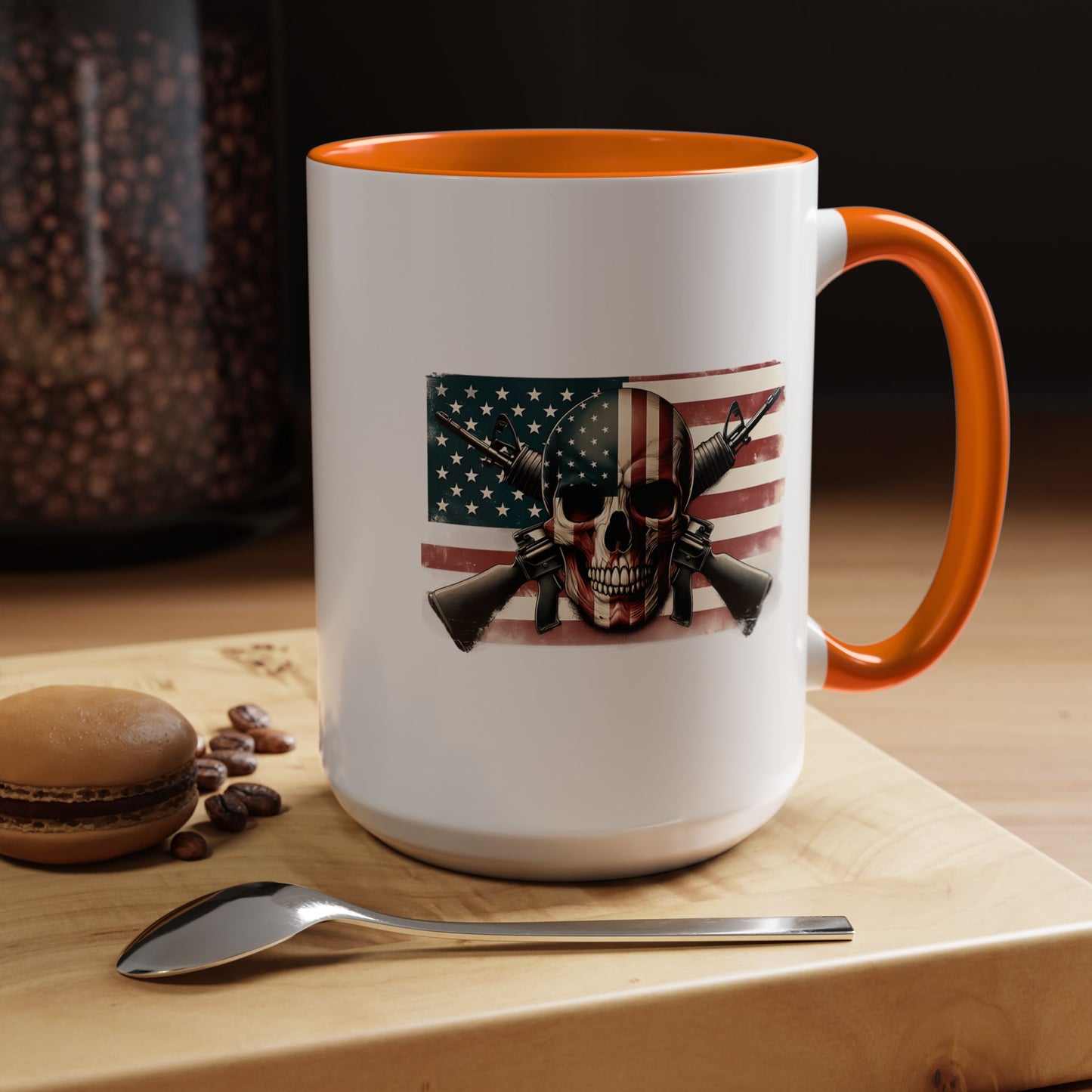 4th of July Mug - Skull Guns Flag