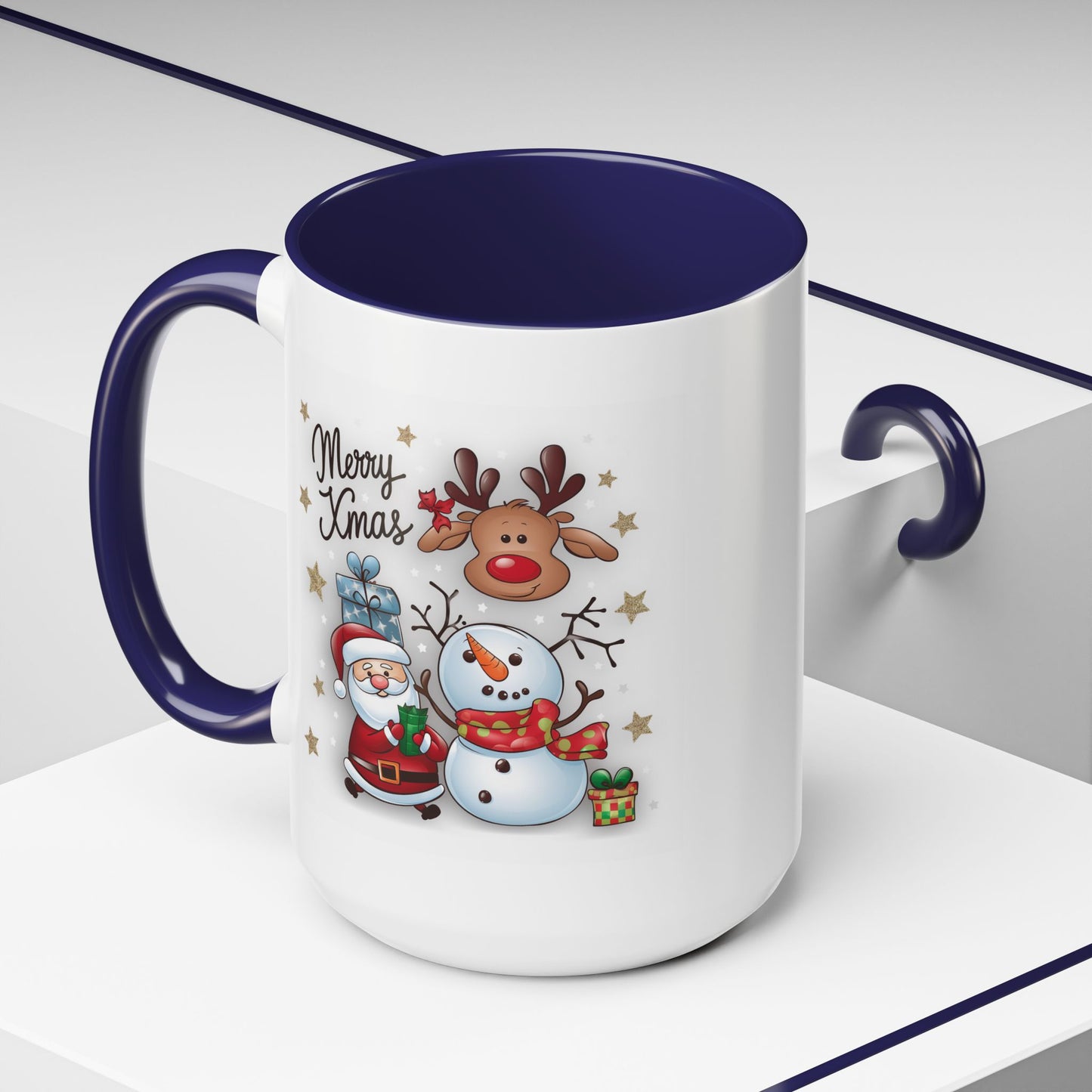 Christmas Mug - Merry Xmas Santa Snowman Reindeer