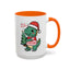 Christmas Mug - Merry Christmas Red Text Dinosaur Tree