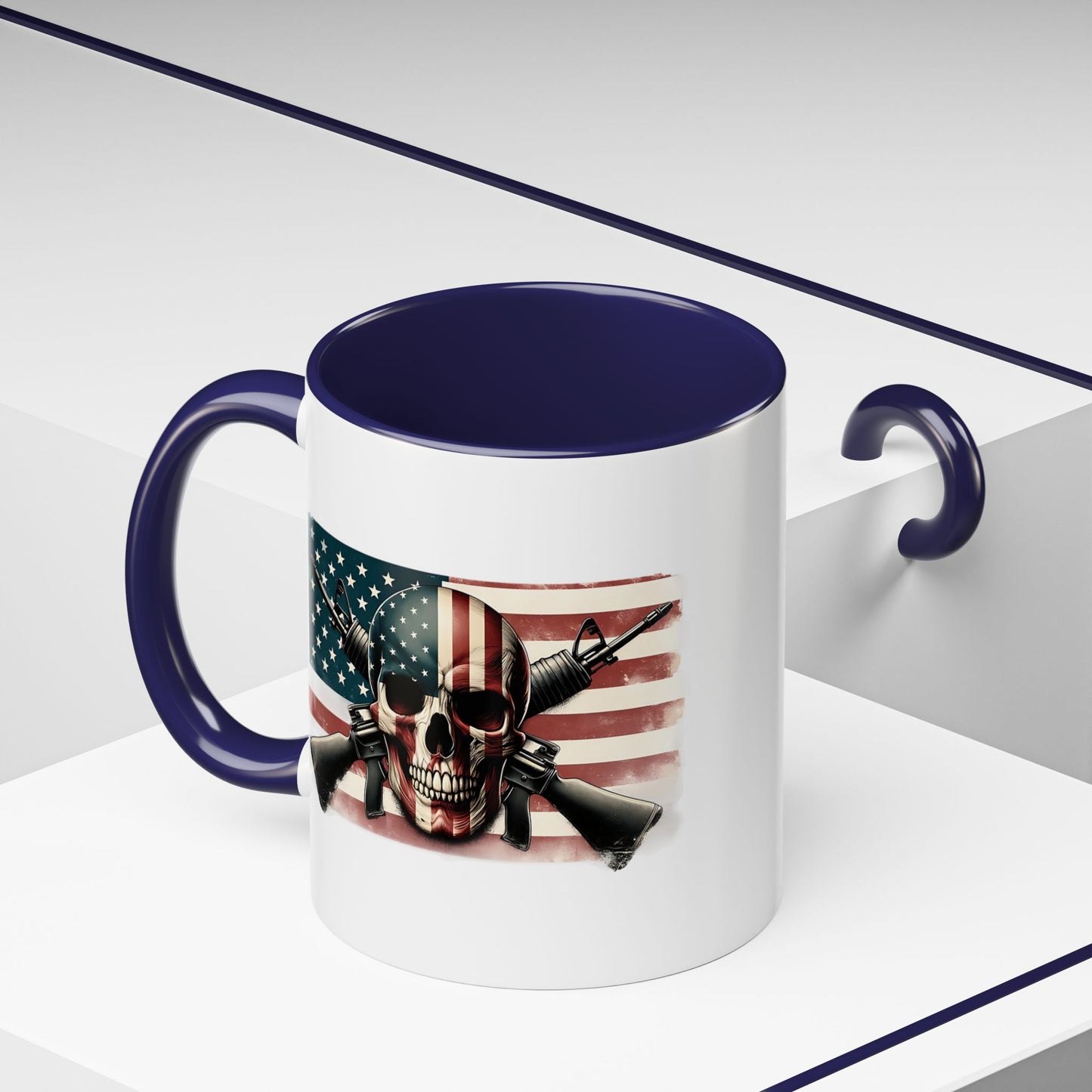 4th of July Mug - Skull Guns Flag