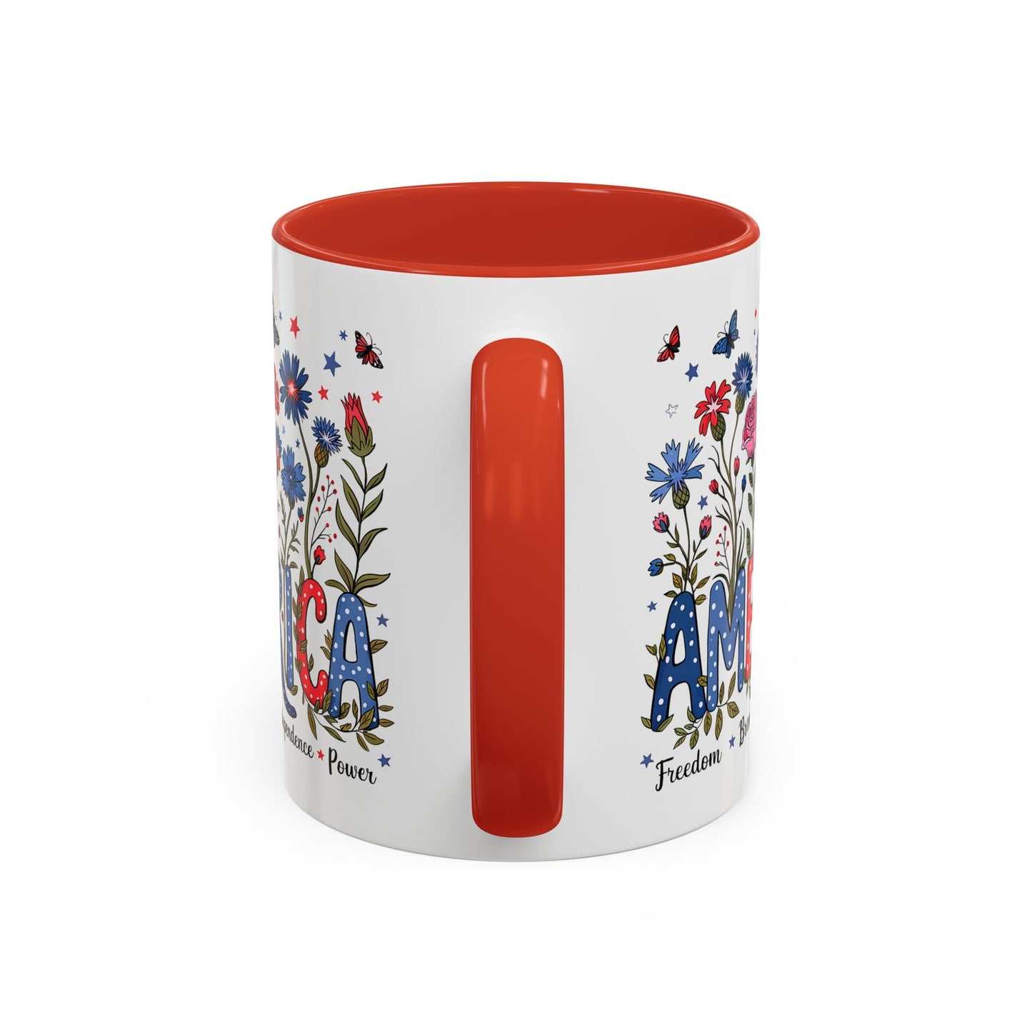 4th of July Mug - Floral America Patriotic
