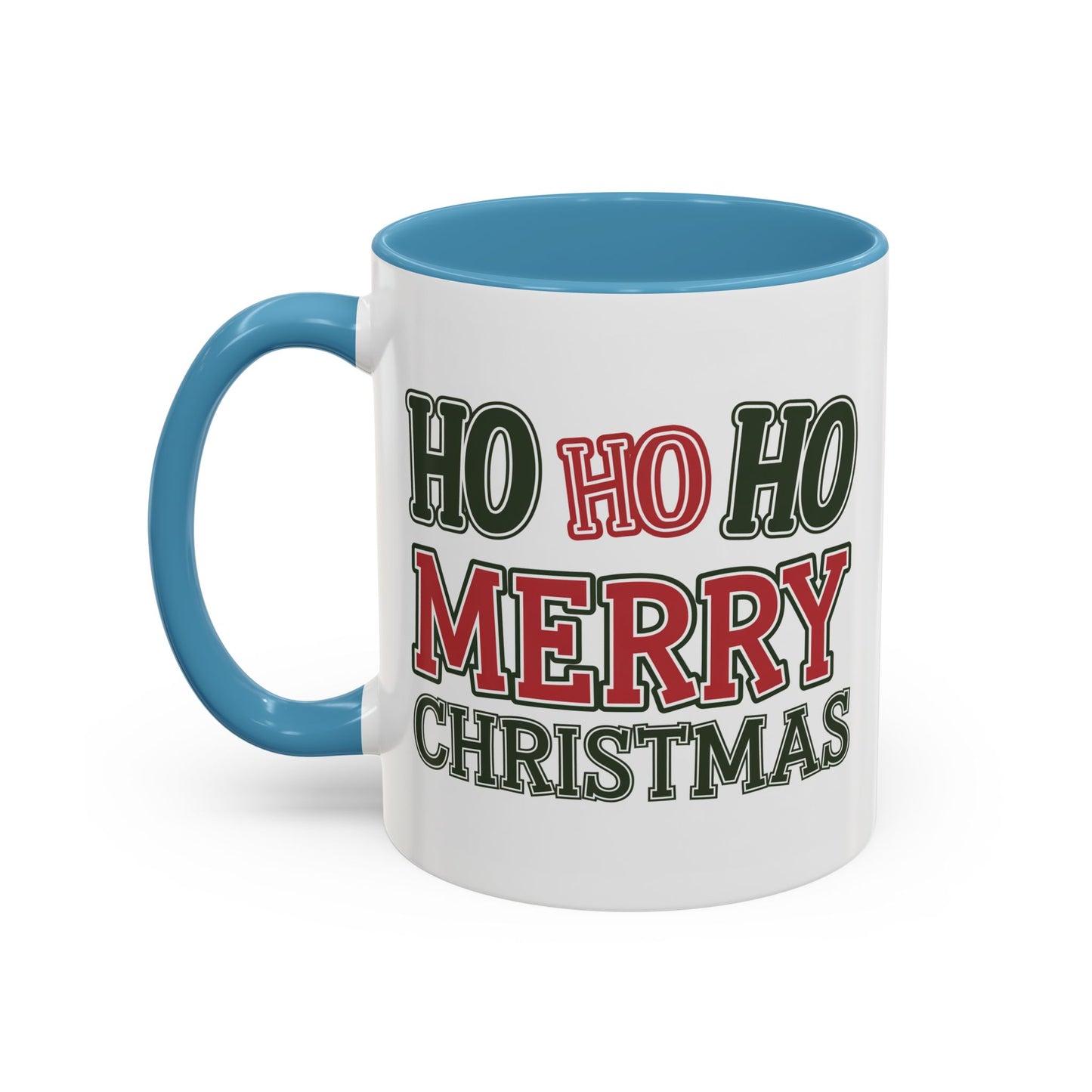 Christmas Mug - Ho Ho Ho Merry Christmas Green & Red Text