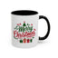 Christmas Mug - Merry Christmas Green & Red Text Tree Snowflakes Presents