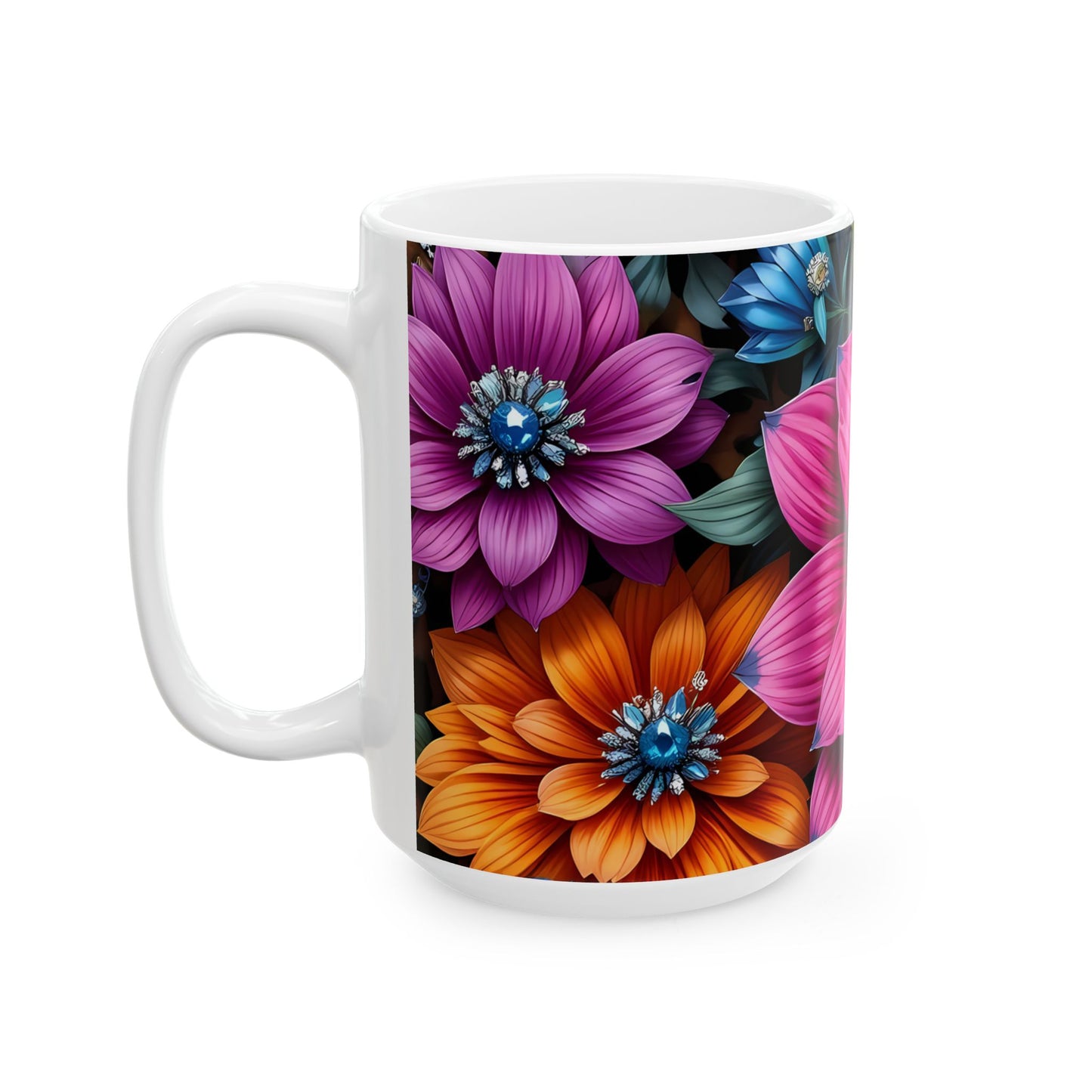Artistic Mug - Diamond Flowers