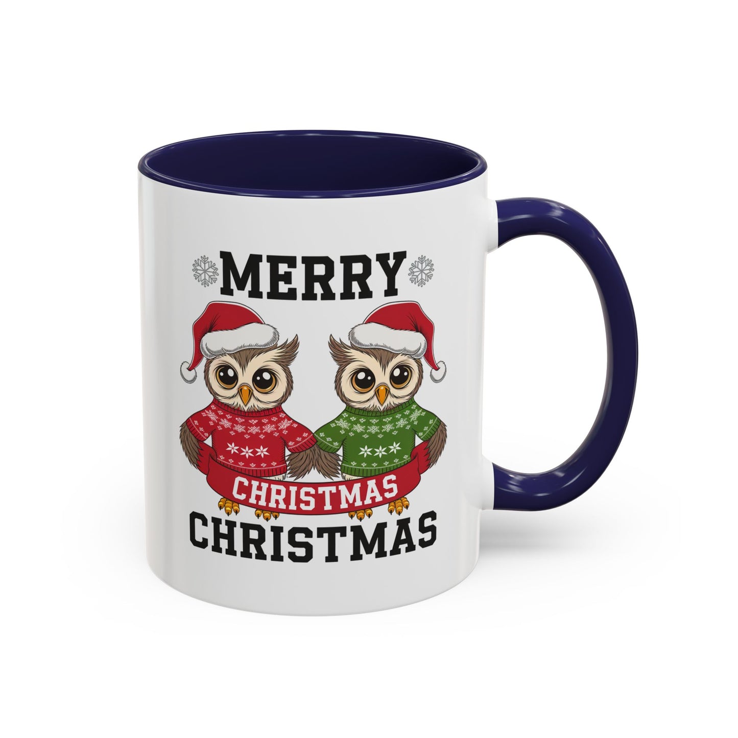 Christmas Mug - Merry Christmas Black Text Owls