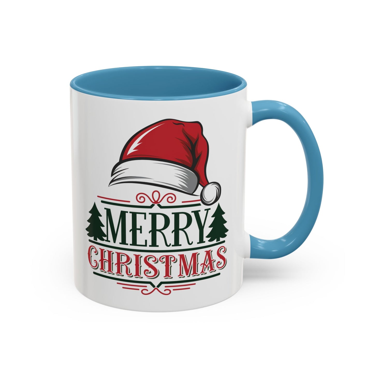Christmas Mug - Merry Christmas Green & Red Text Red Hat