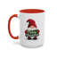 Christmas Mug - Merry Christmas White & Green Text Gnome Lights