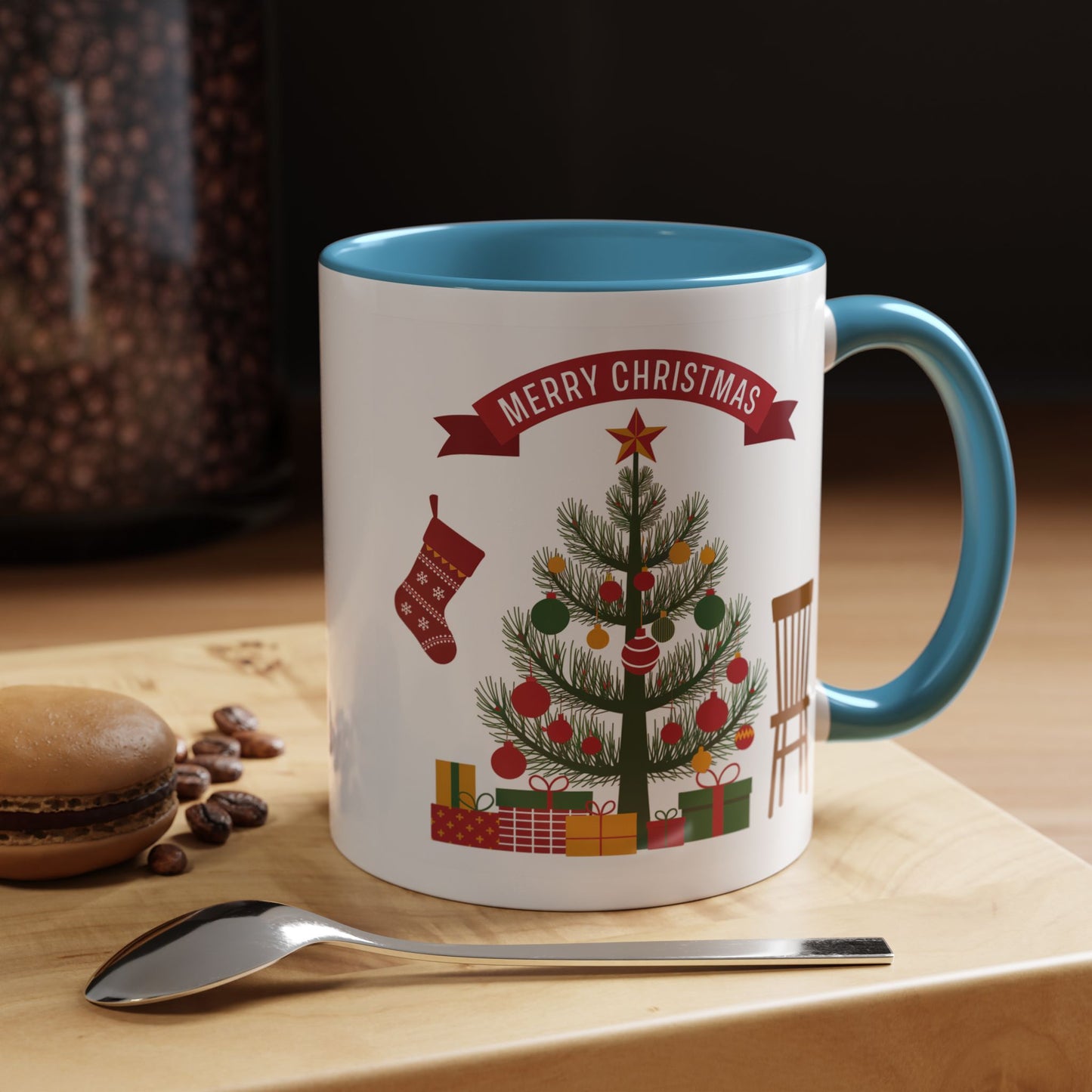 Christmas Mug - Merry Christmas Banner Tree Presents
