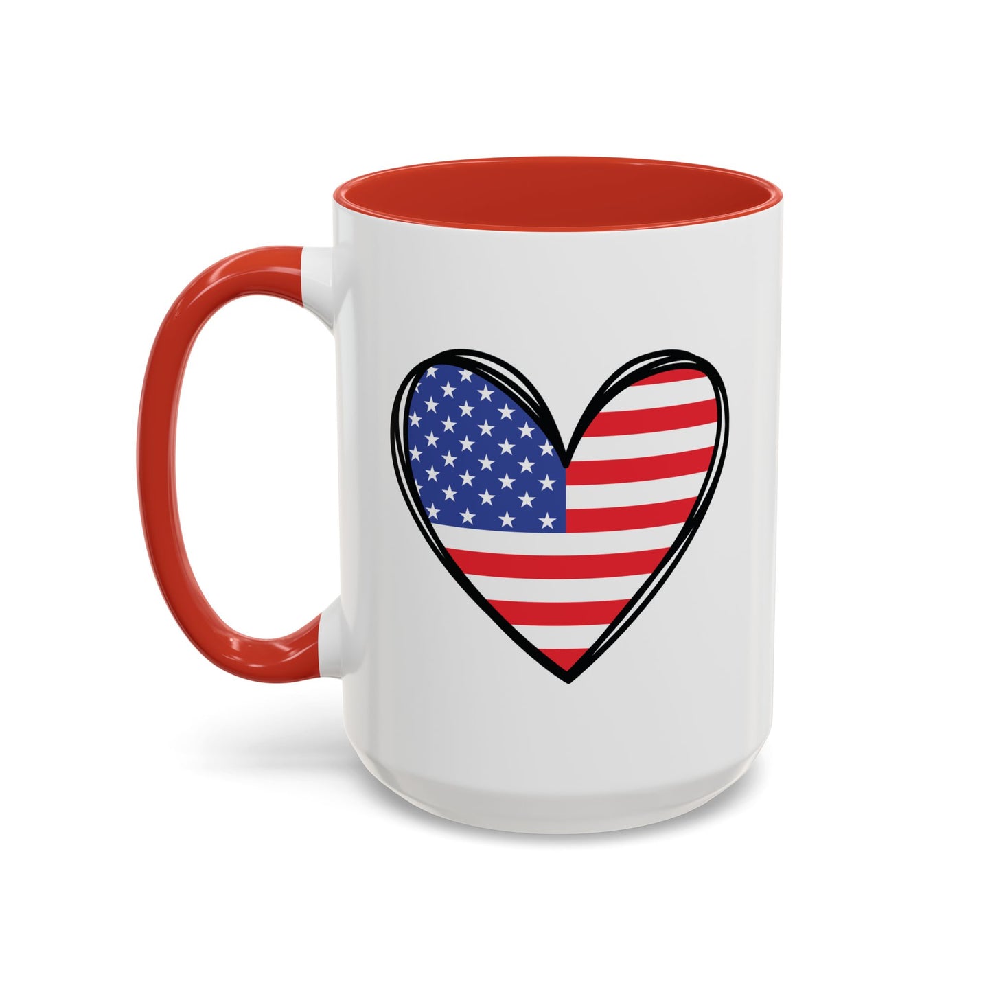 4th of July Mug - USA Flag Heart