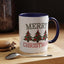 Christmas Mug - Merry Christmas Green & Red Text Decorative Trees