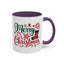 Christmas Mug - Merry Christmas Green & Red Text Star Candy Cane Stocking Snowflake