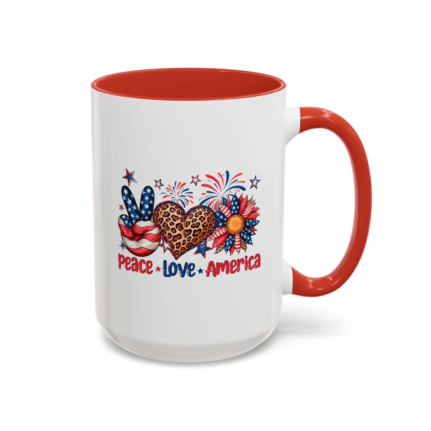 4th of July Mug - Peace Love America