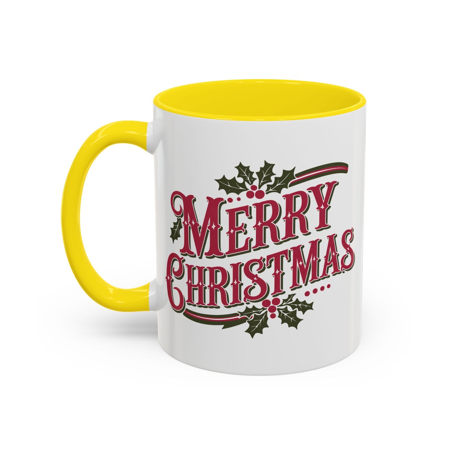 Christmas Mug - Merry Christmas Maroon & Green Text Decorations