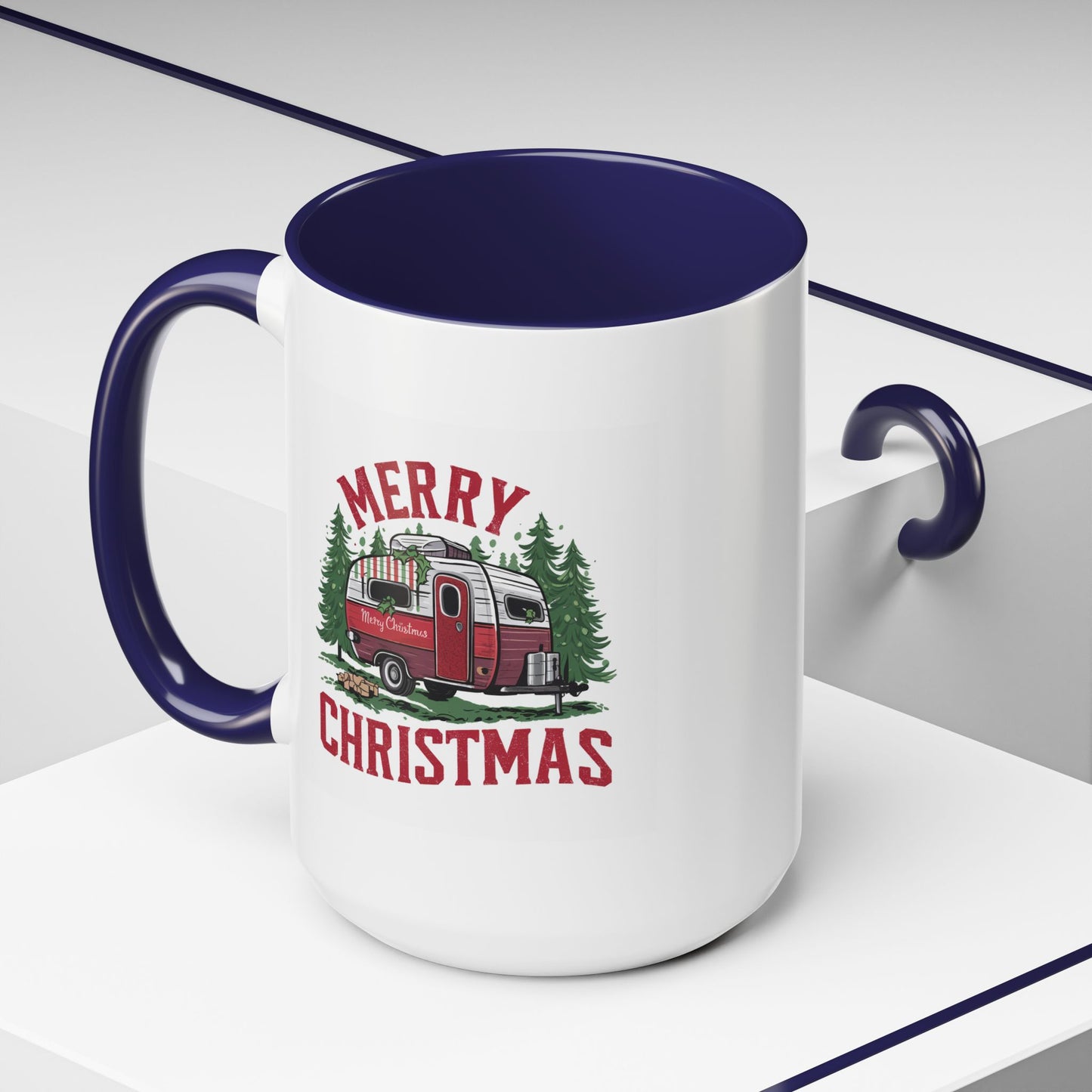 Christmas Mug - Merry Christmas Red & White Camper
