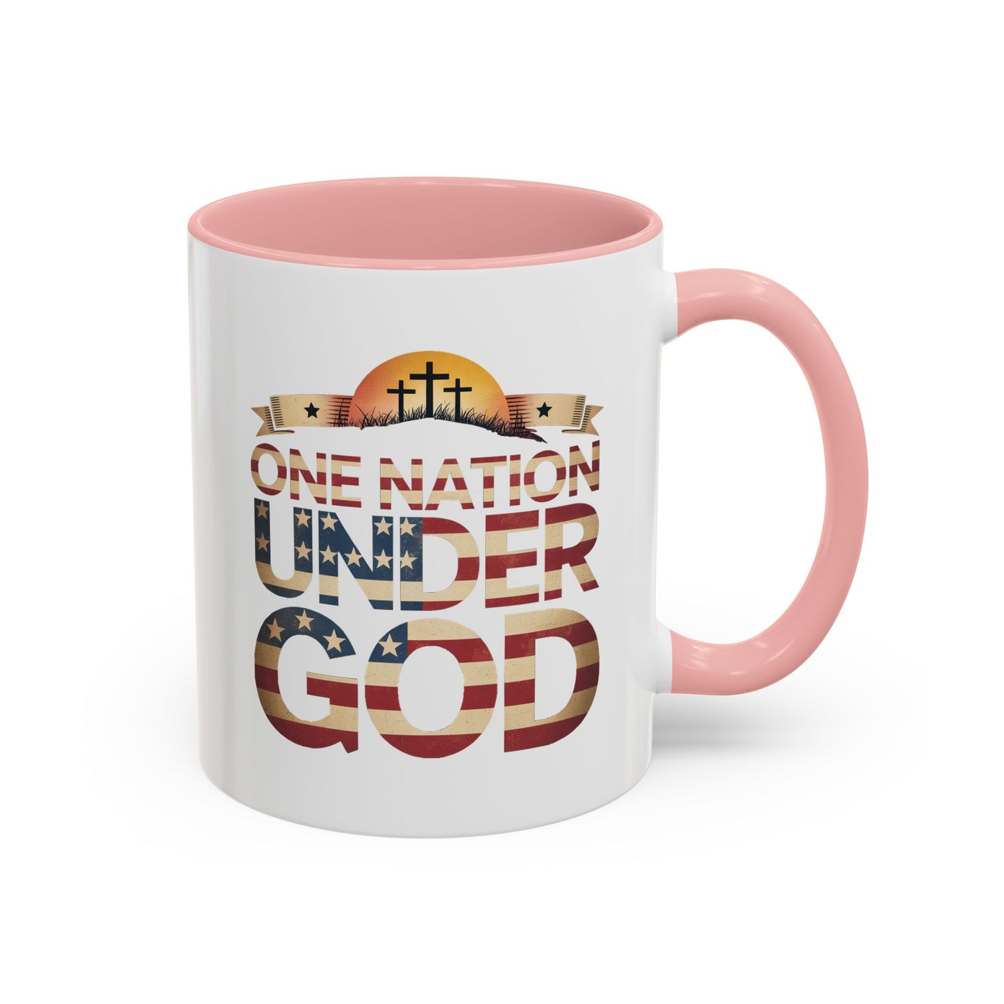 4th of July Mug - One Nation Under God Cross Flag